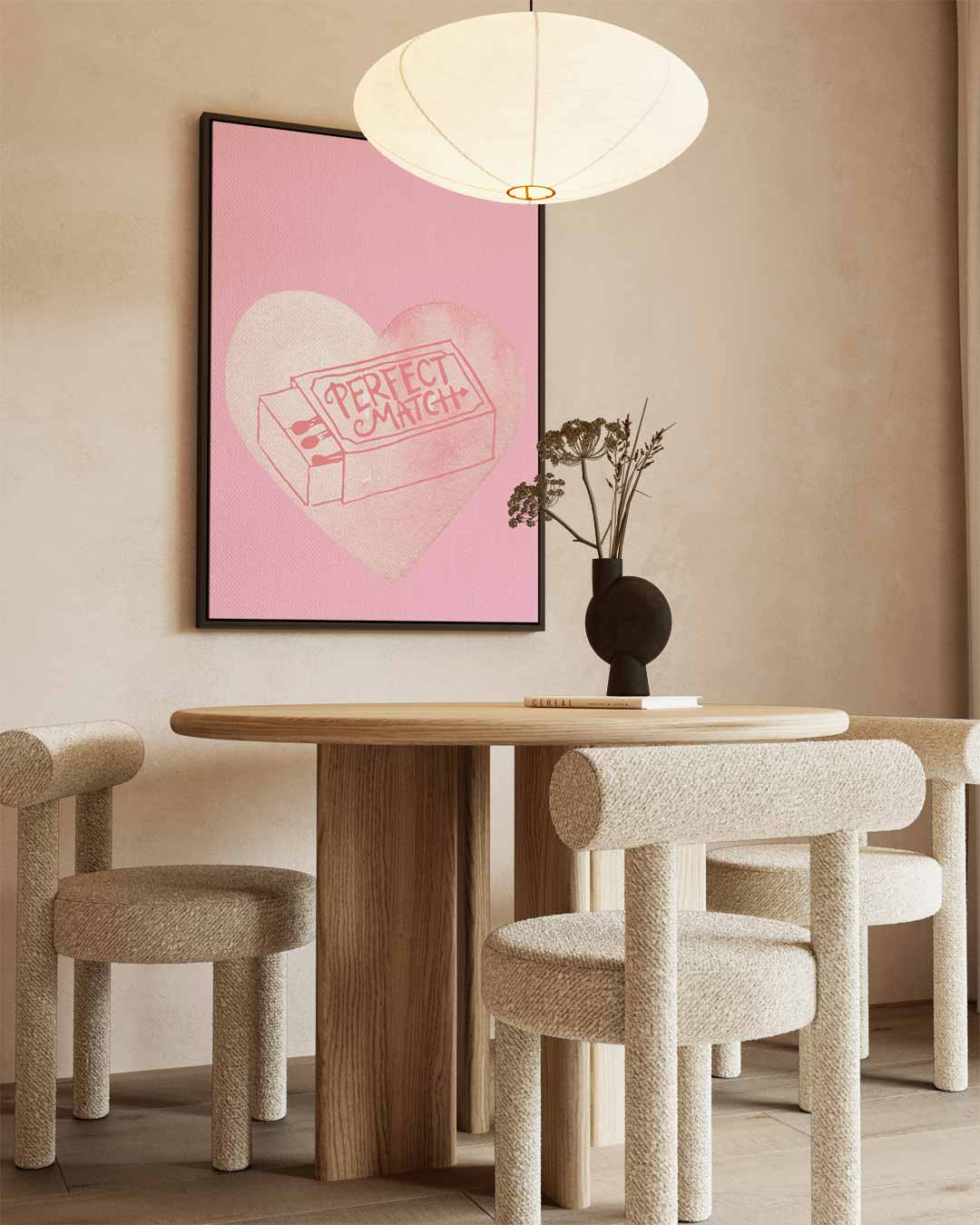 Perfect Match Hartbeeld – kunstwerk met zwarte baklijst