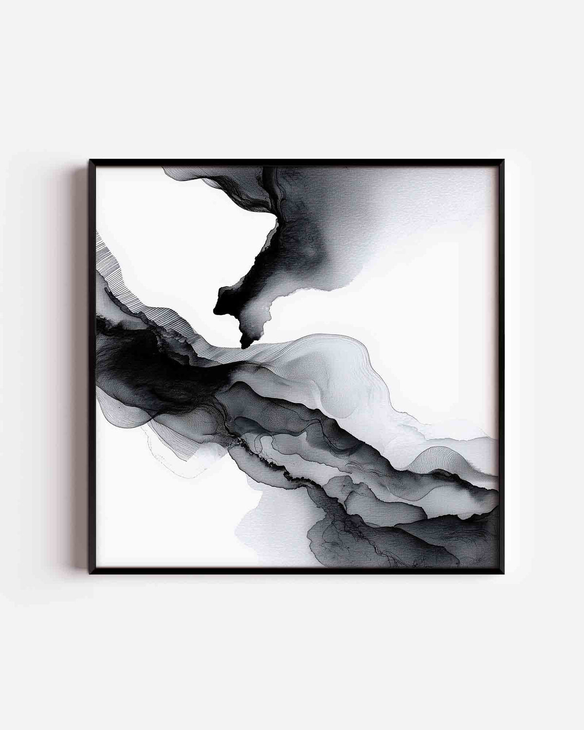 Abstracte zwart wit golven – abstracte vierkante poster als wanddecoratie
