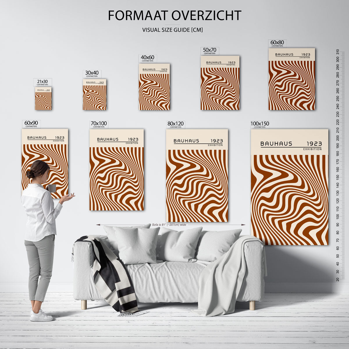 Golvend lijnenspel – geometrische poster in Bauhaus-stijl van WallArtistic