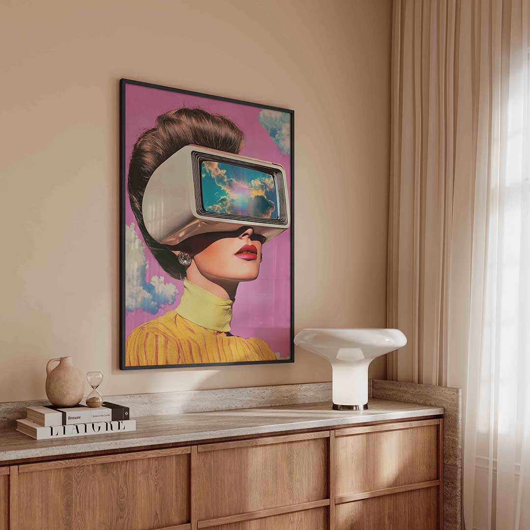 Vrouw met futuristische bril – surreal poster in staand formaat