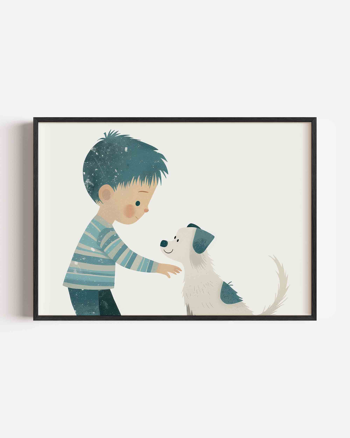 Jongen met hond – landscape kinderposter als wanddecoratie