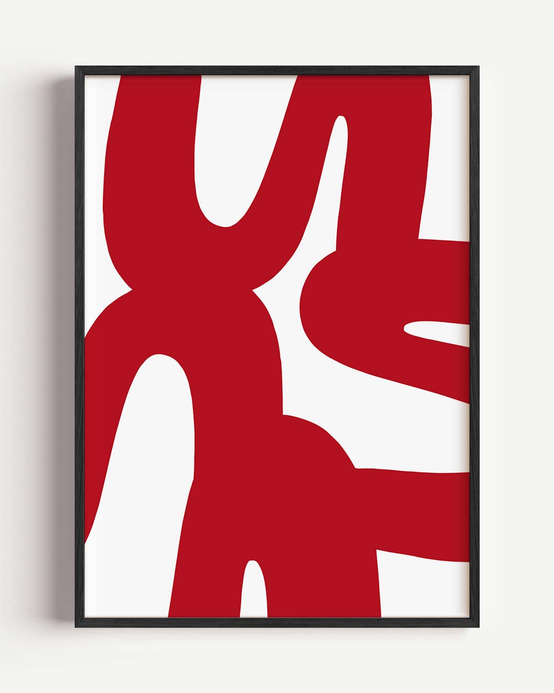 Moderne Abstracte Rood-Witte – kleurrijke abstracte portret poster als wanddecoratie