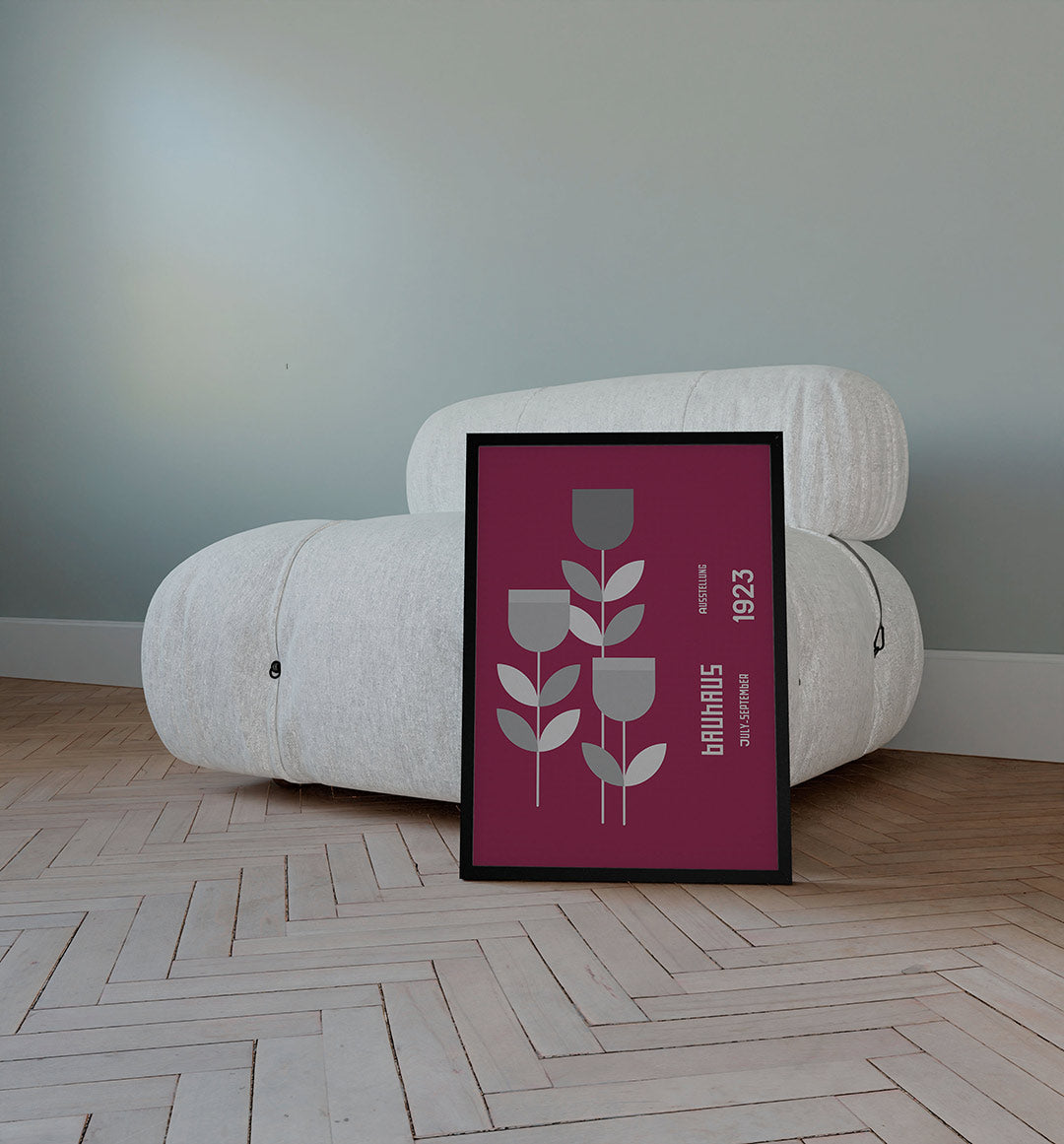 Grafische bloemvormen – staande Bauhaus poster voor aan de muur