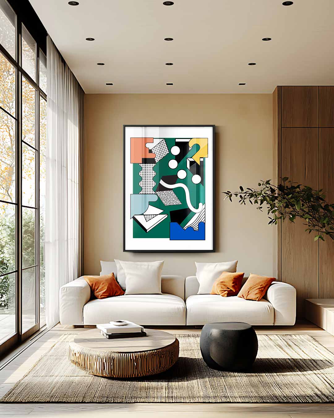 Kleurrijk Labyrint – staande wandkunst voor woonkamer of interieur