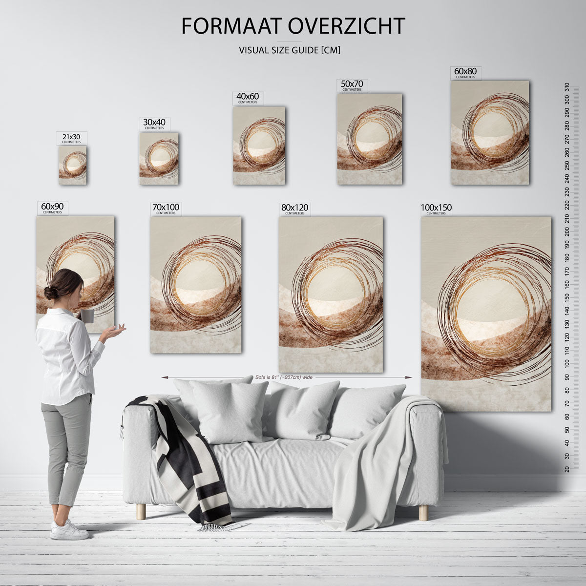 Cirkelvormige lijnen – staande muurposter met abstracte vormen