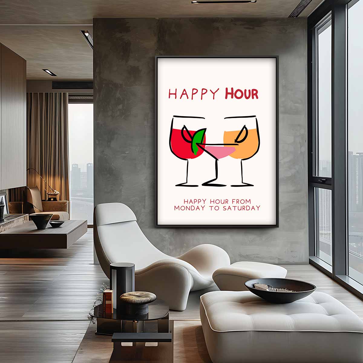 Happy Hour Glaskunstwerk – plexiglas kunstwerk als wanddecoratie