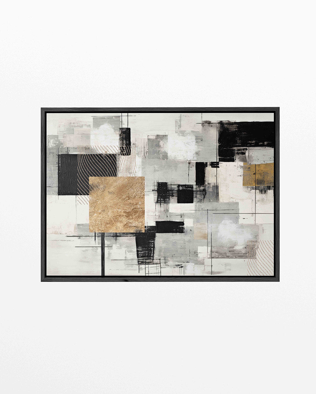 Geometrische compositie – Zwart – liggend abstract kunstwerk