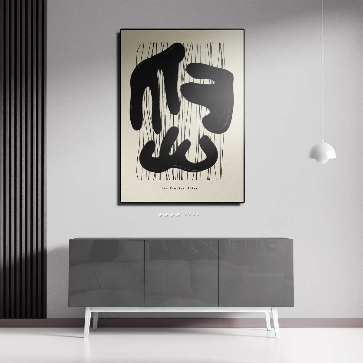 Organische Vormen in Zwart – dibond kunstwerk als wanddecoratie