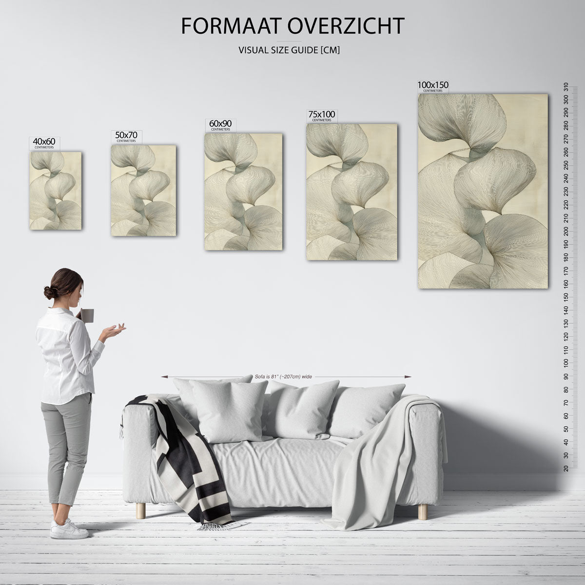 Organische lijnvormen – staande wanddecoratie van WallArtistic
