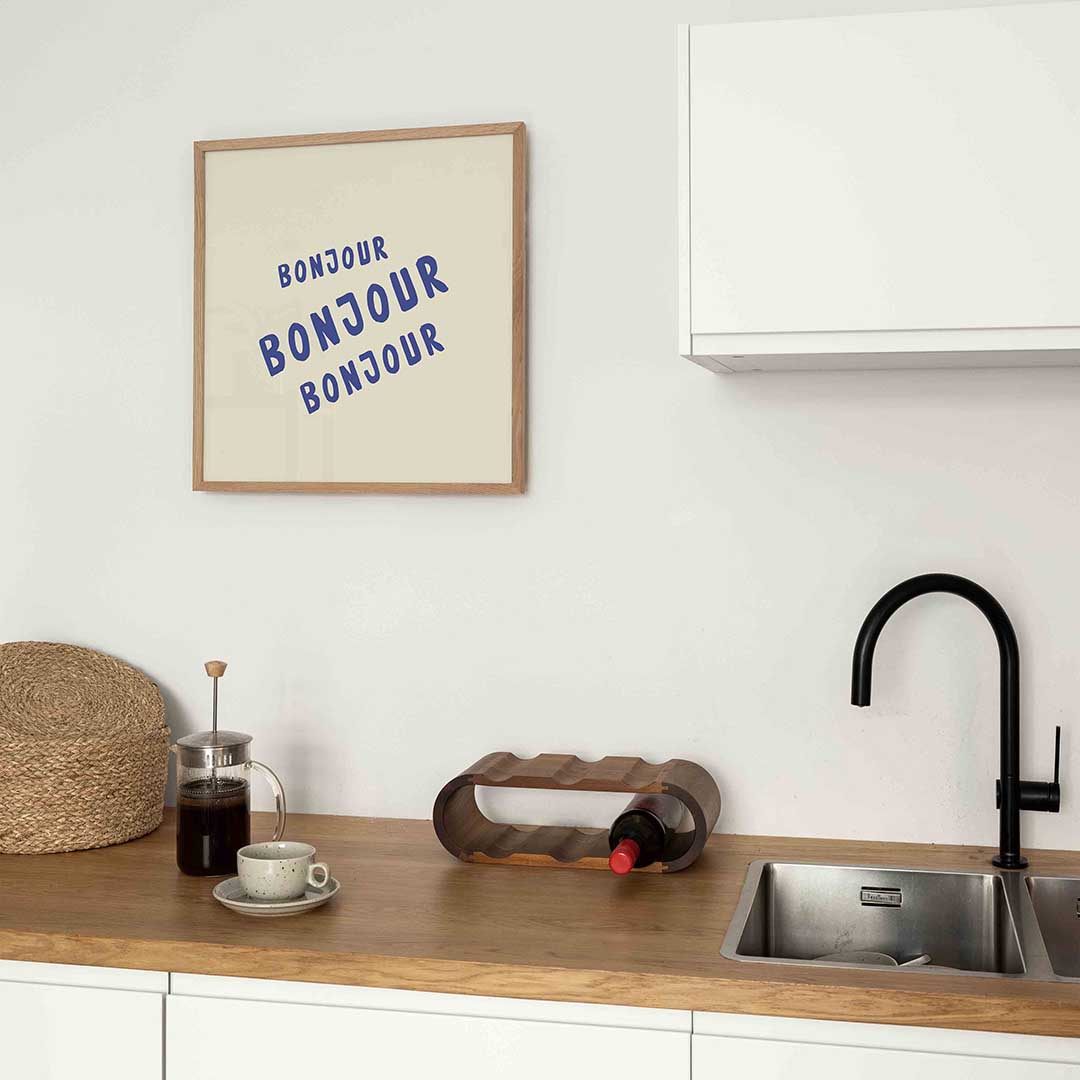 Bonjour herhaling – keukenposter in vierkant formaat