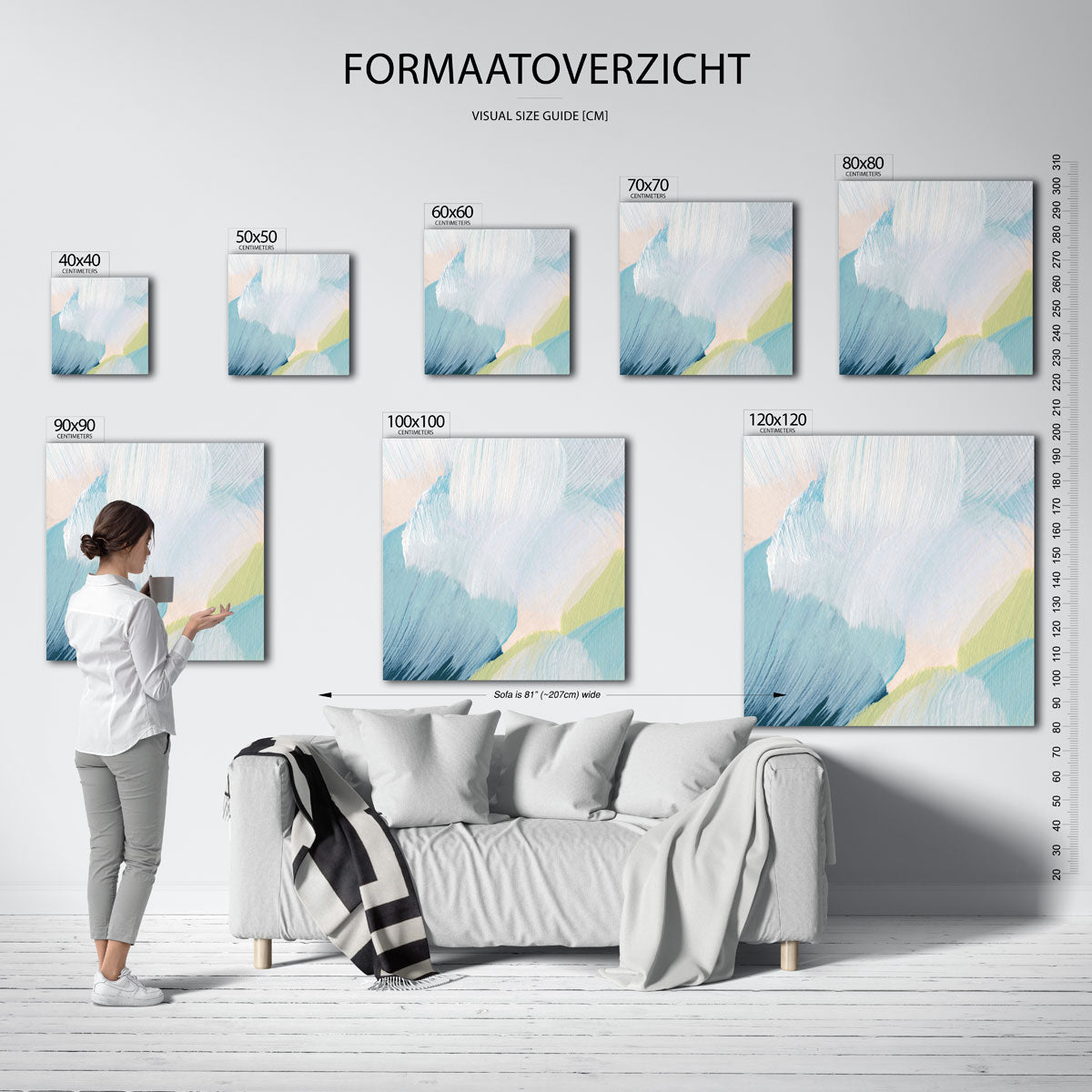 Abstracte penseelstreken – vierkante muurposter met artistieke uitstraling
