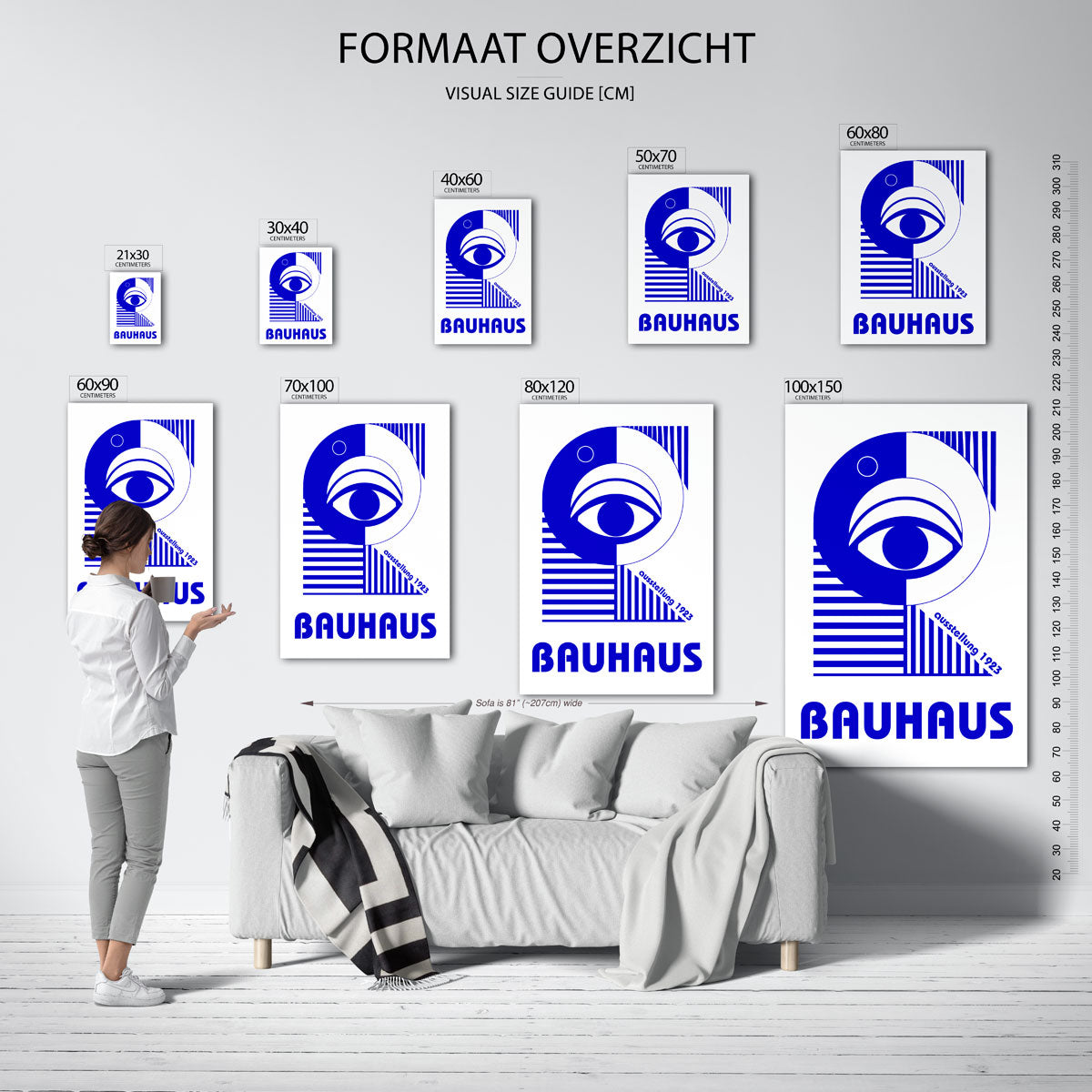 Oog en lijnen – geometrische poster in Bauhaus-stijl van WallArtistic