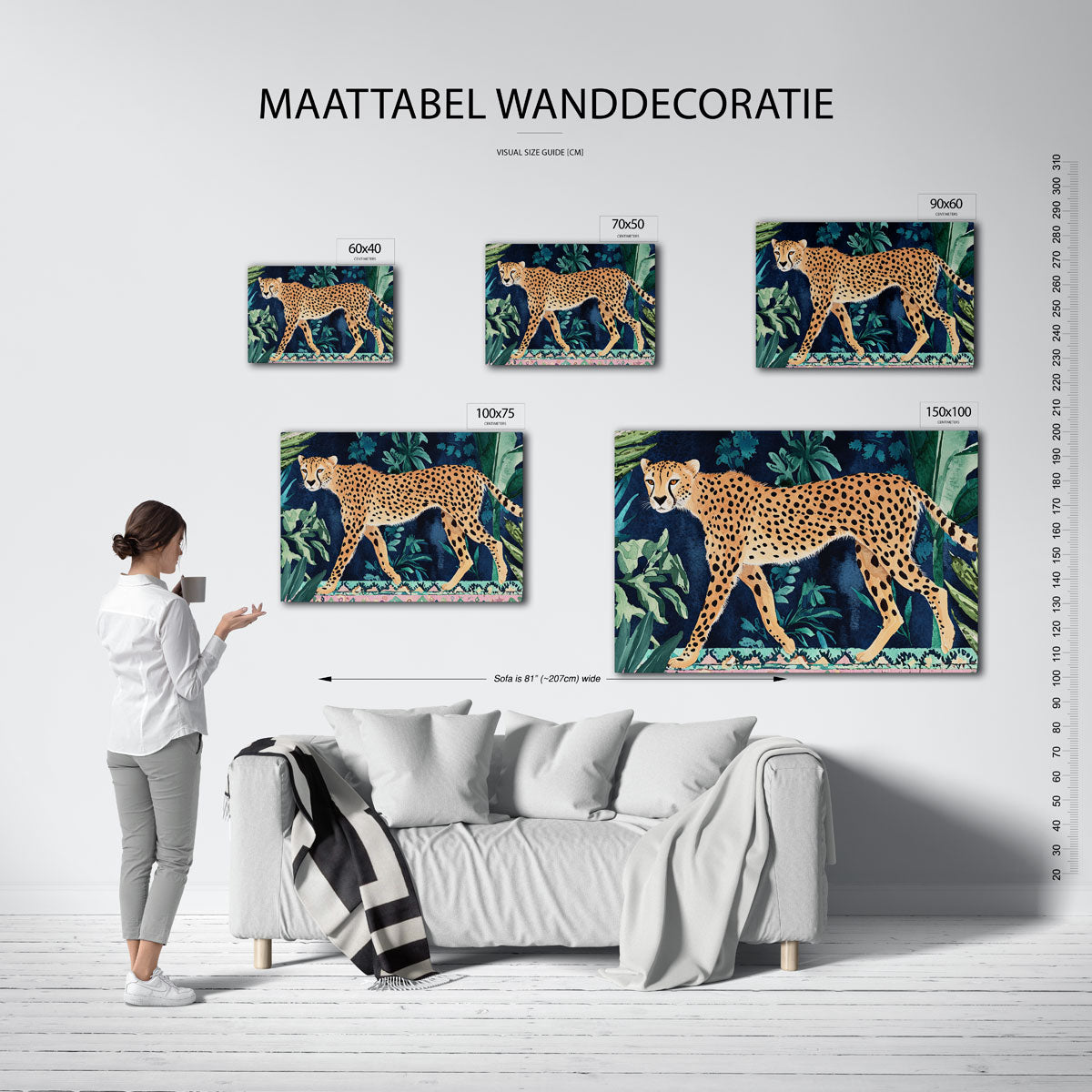 Luipaard in jungle – kunstwerk op canvas, dibond of plexiglas