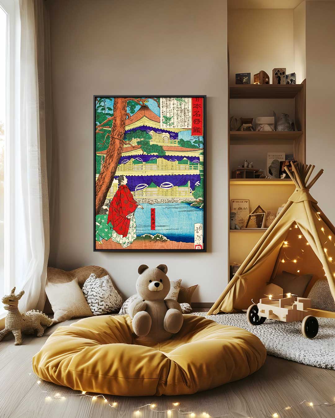 Kleurrijk Japans Landschap – staand kunstwerk voor modern interieur