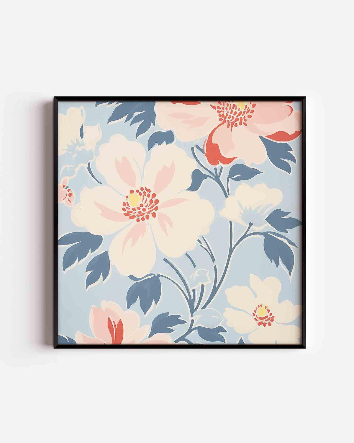 Bloemen en bladeren – bloemen vierkante poster als wanddecoratie