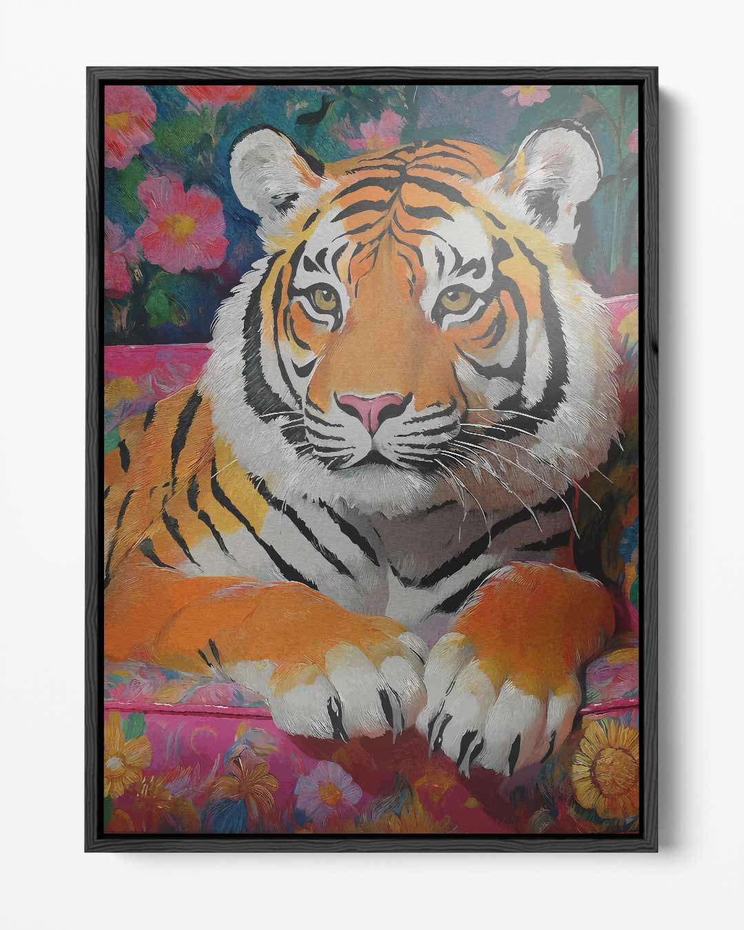 Tropische Tijger Vibes – portret kunstwerk als wanddecoratie