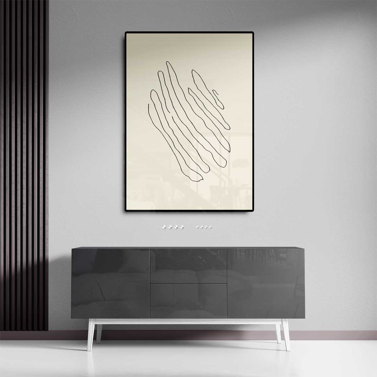 Golvende Lijnen Minimalistische Kunst – staand kunstwerk voor modern interieur