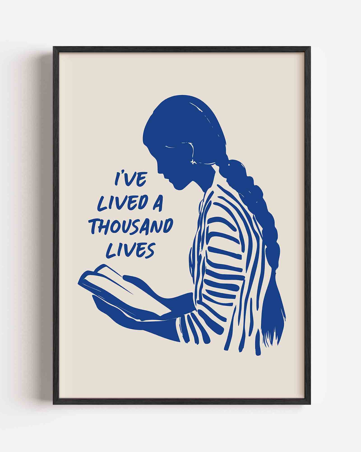 Lezend figuur met tekst – hedendaagse illustratie portret poster als wanddecoratie
