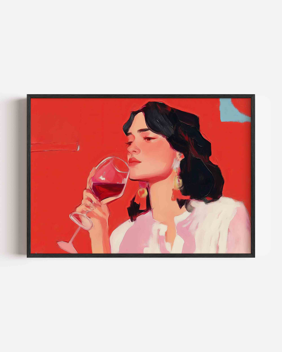 Vrouw met wijnglas – vrouwelijk portret als landscape poster