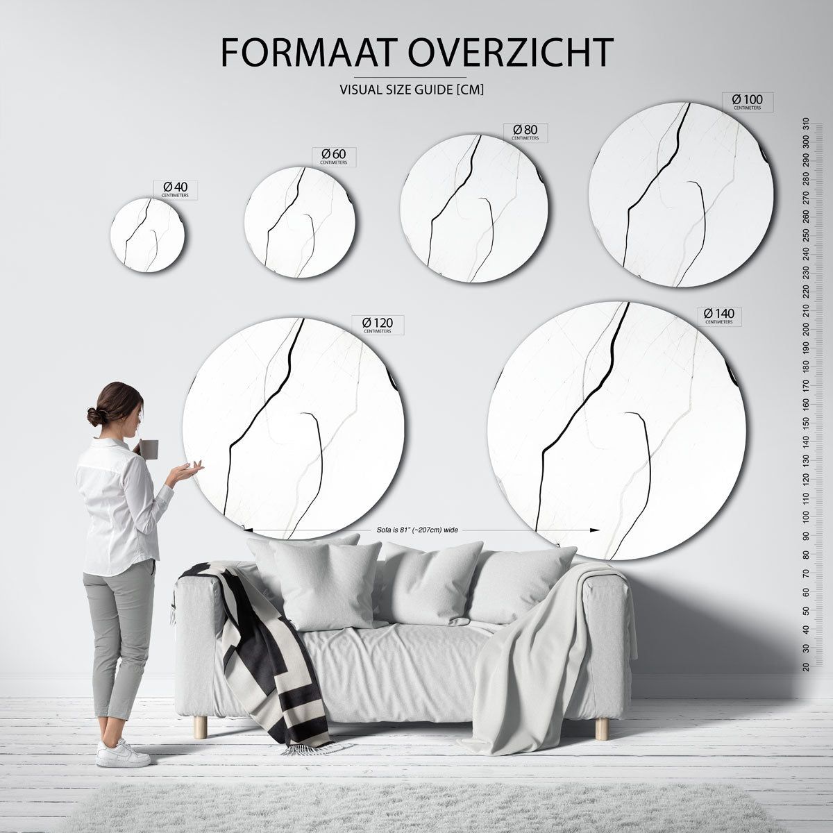 Lijnen en vormen – abstracte wandkunst als muurcirkel van WallArtistic