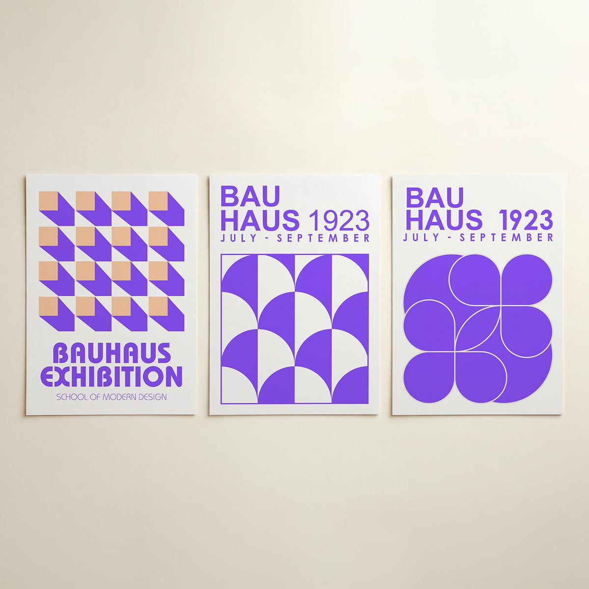 Vorm en schaduw posterset – detailweergave – deze posterset in drie delen toont een ritmisch patroon van