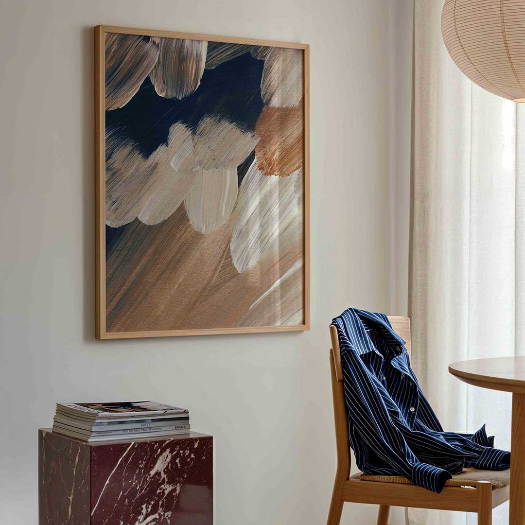 Abstracte penseelstreken – artistieke poster in staand formaat