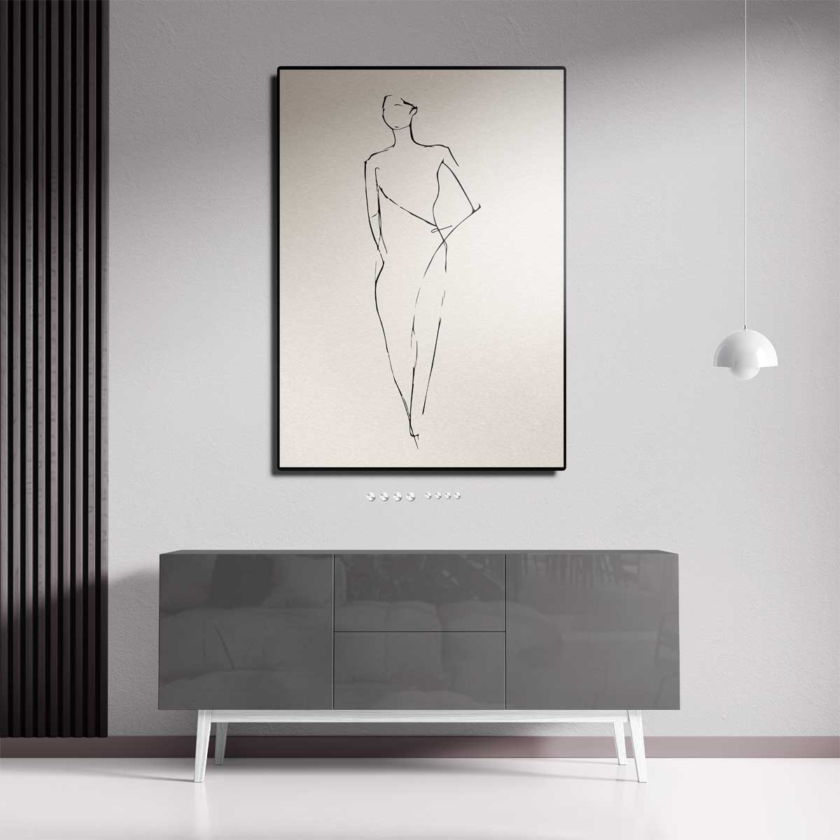 Elegante Lijntekening van een Vrouw – dibond kunstwerk als wanddecoratie