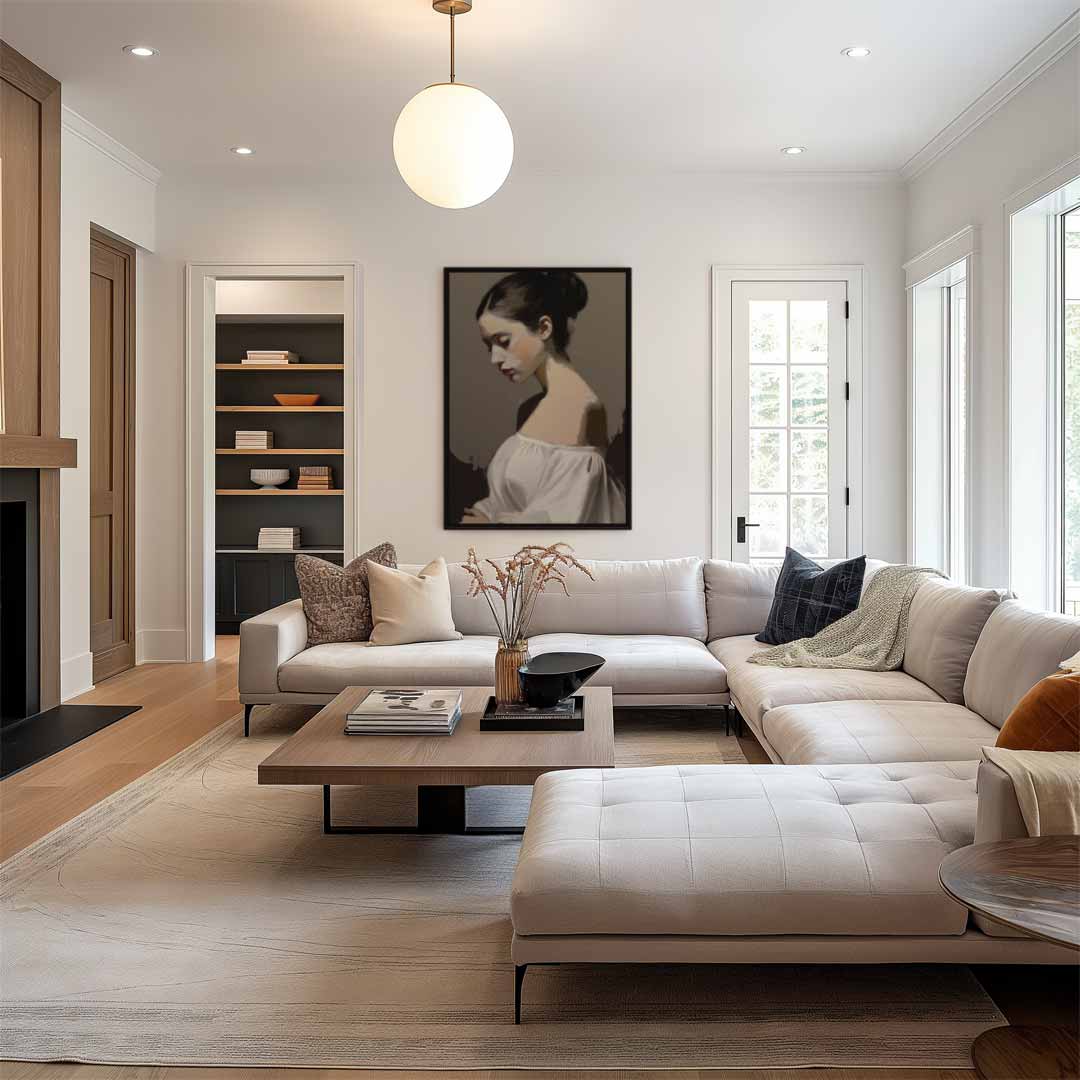 Dromerige Portretstudie – modern portret kunstwerk van WallArtistic