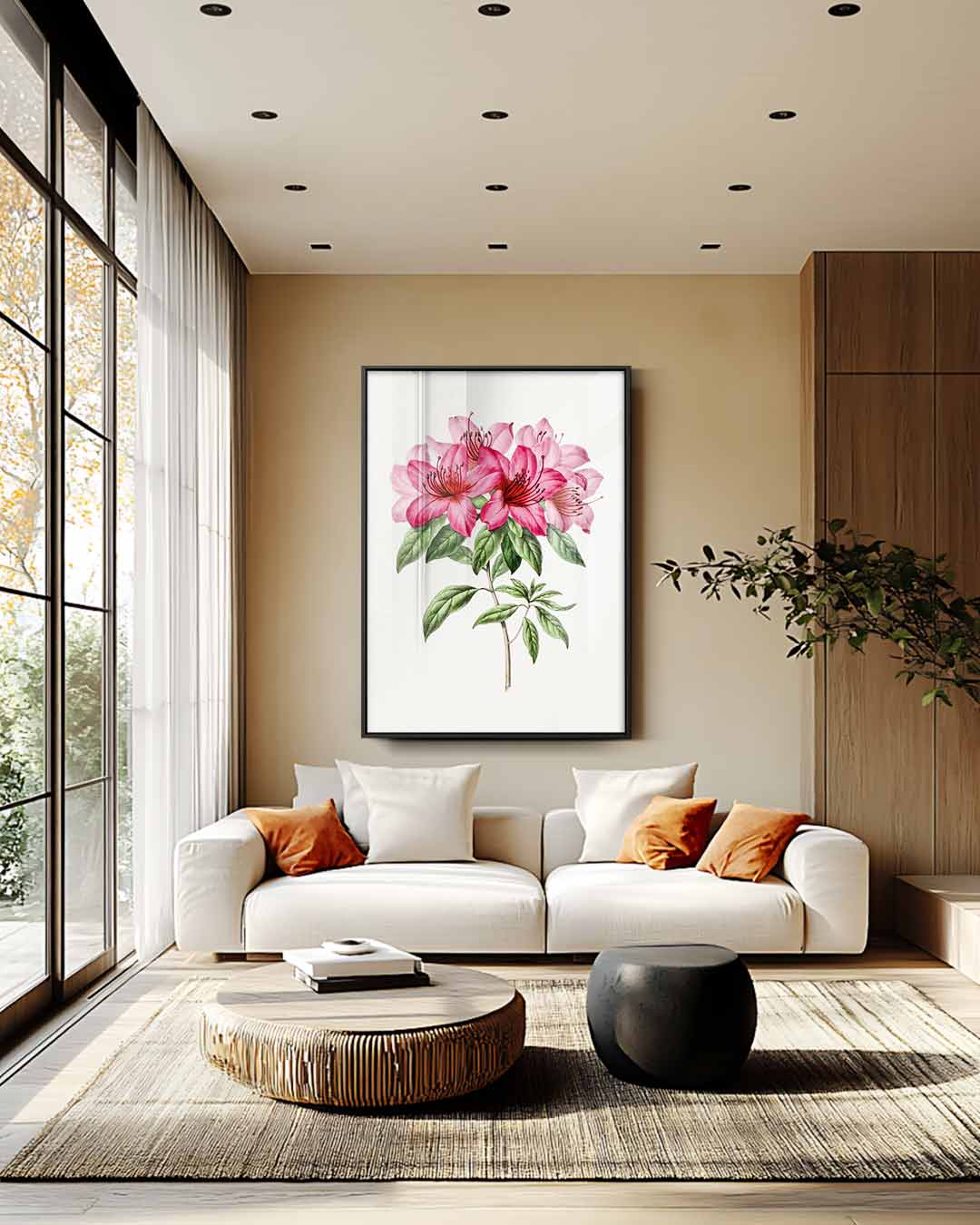 Schilderij van Azalea Bloemen – staand kunstwerk voor modern interieur