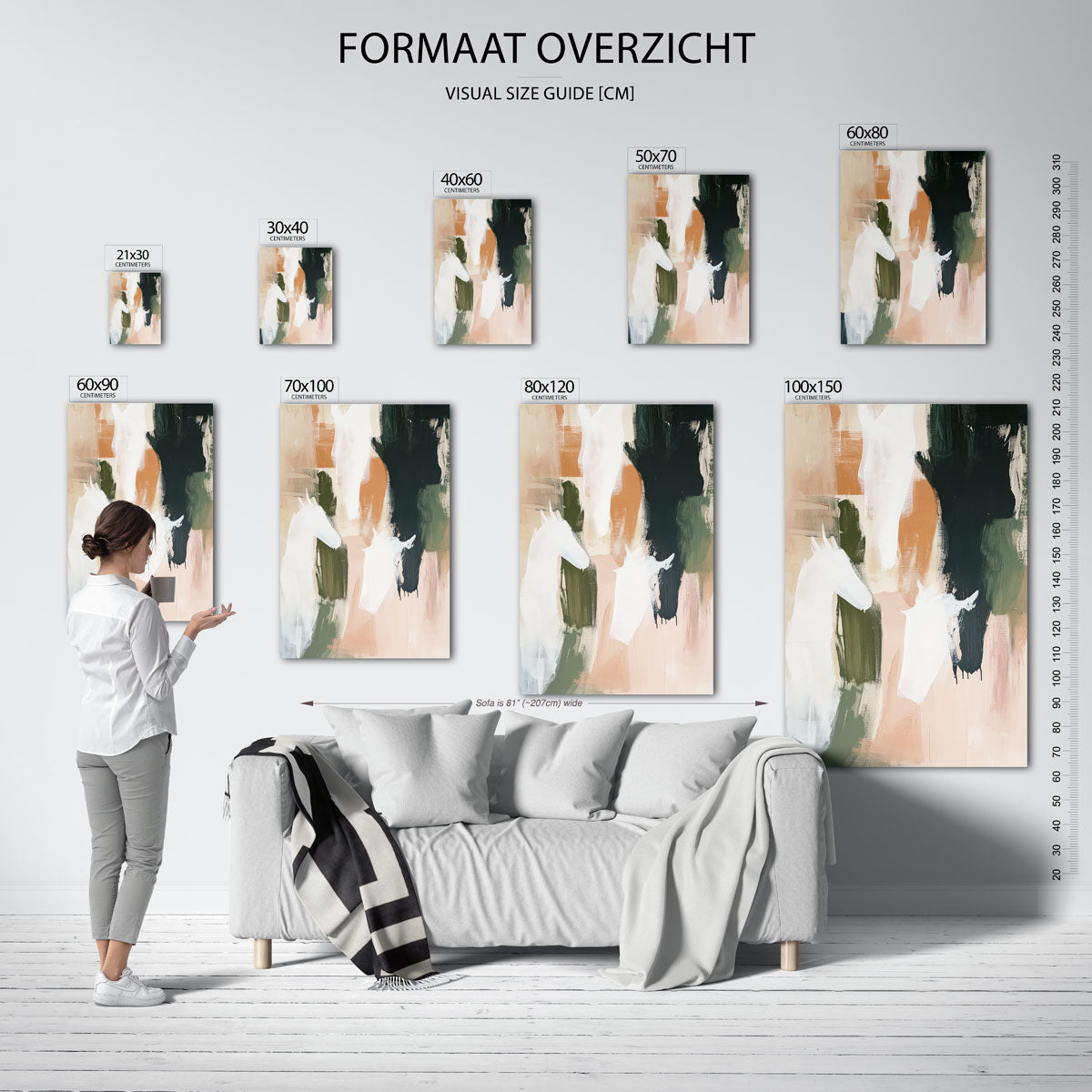 Paarden silhouetten – staande muurposter voor een modern interieur