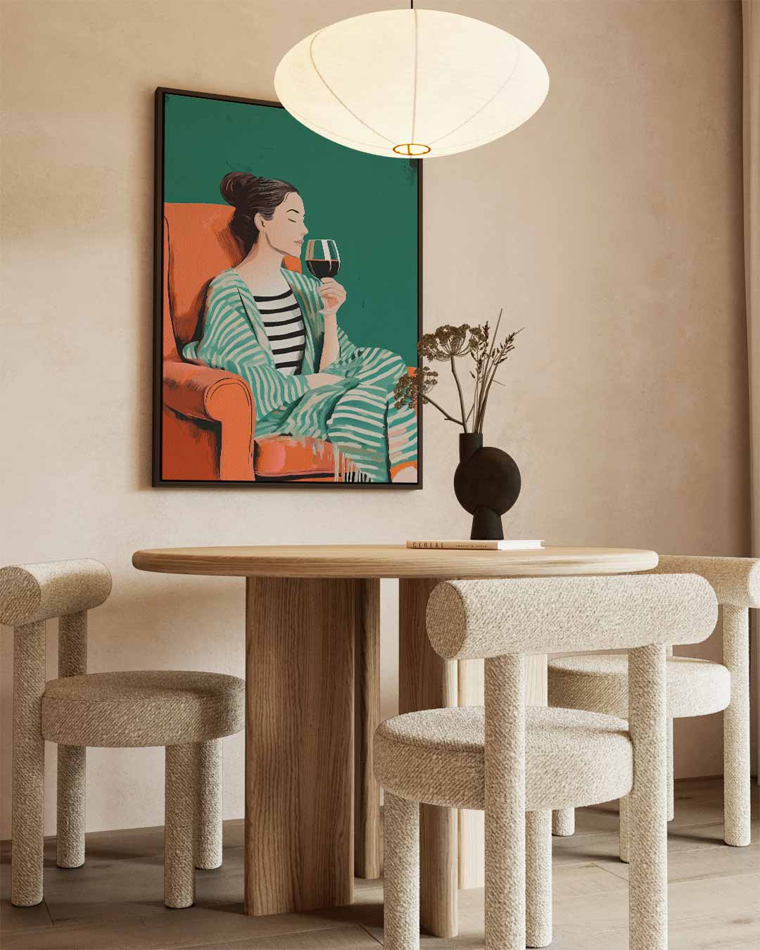 Ontspannen Moment – kunstwerk met zwarte baklijst