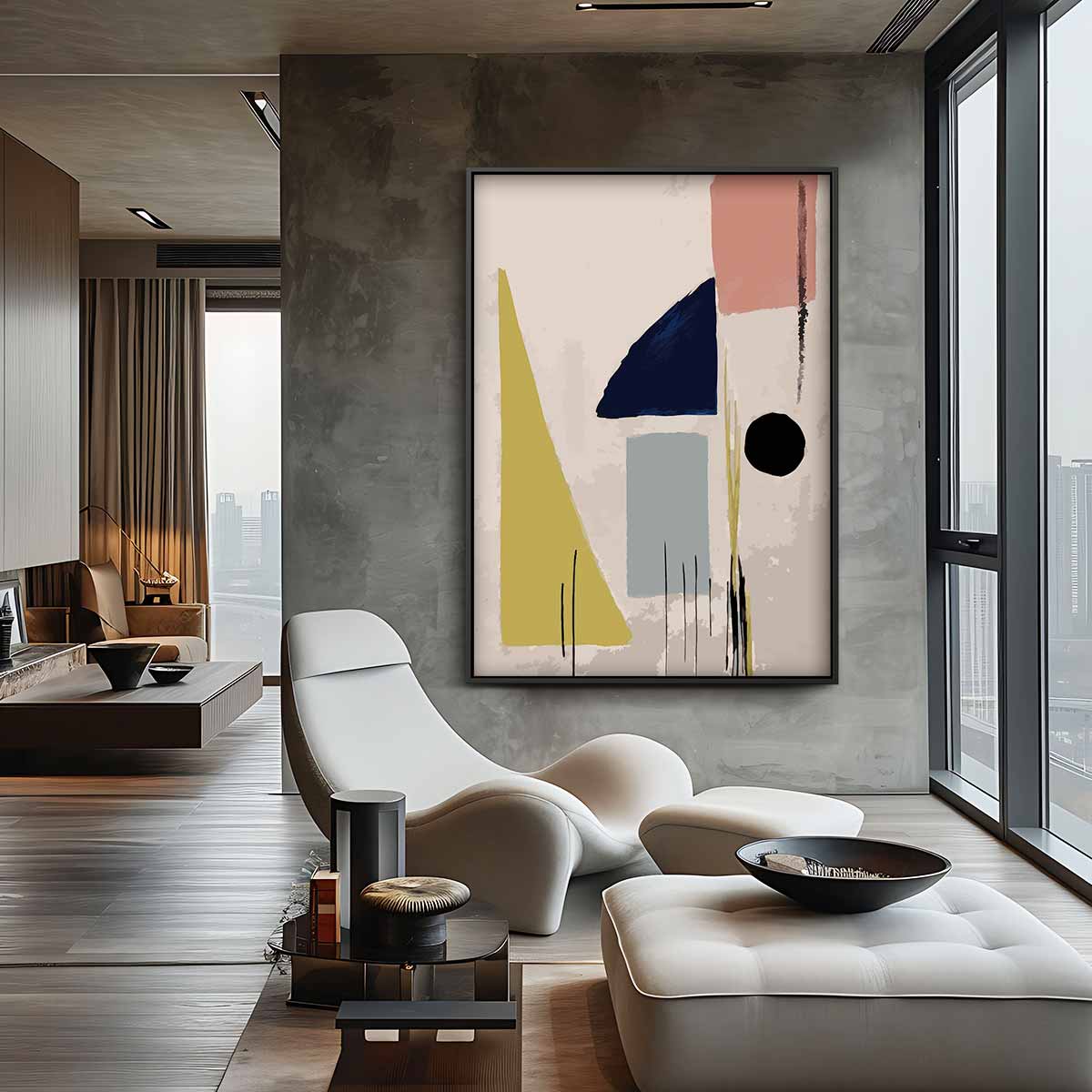 Abstracte Geometrische Vormen – canvas wanddecoratie in portret formaat