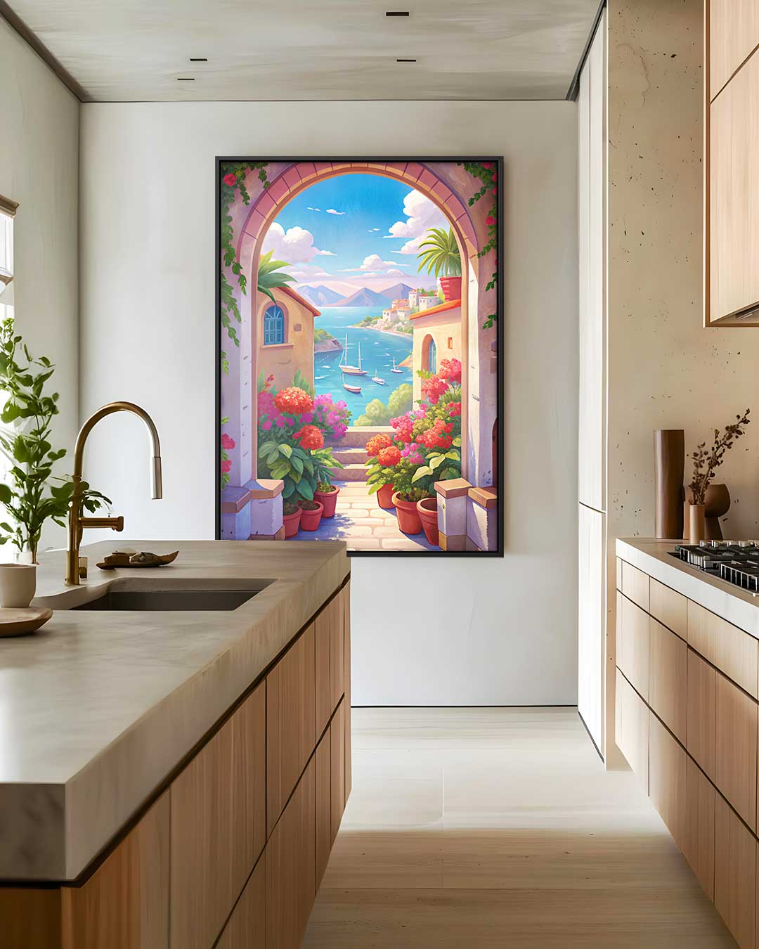 Mediterraans Paradijs – canvas wanddecoratie in portret formaat