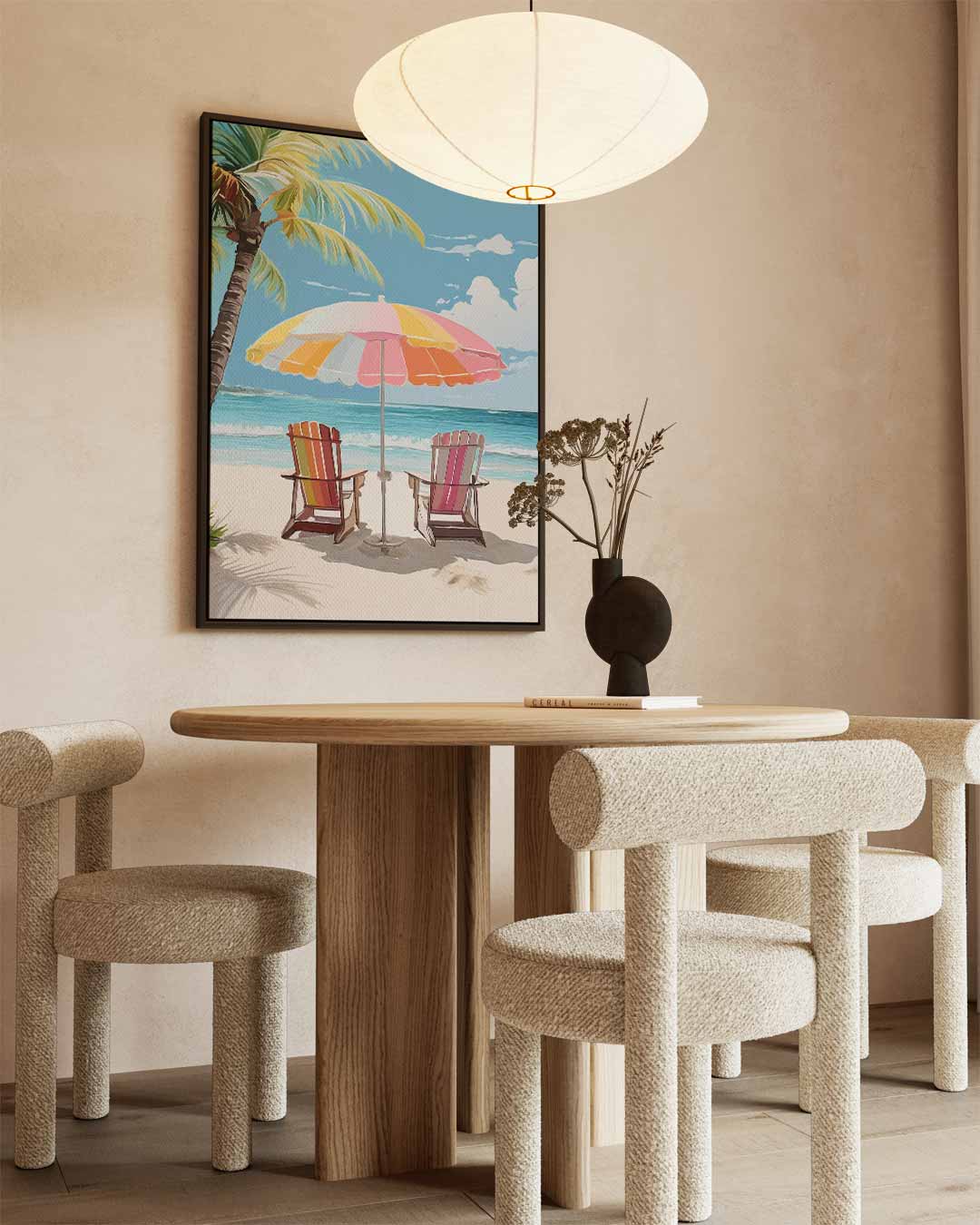 Zomers Strandzicht Schilderij – staand kunstwerk voor modern interieur