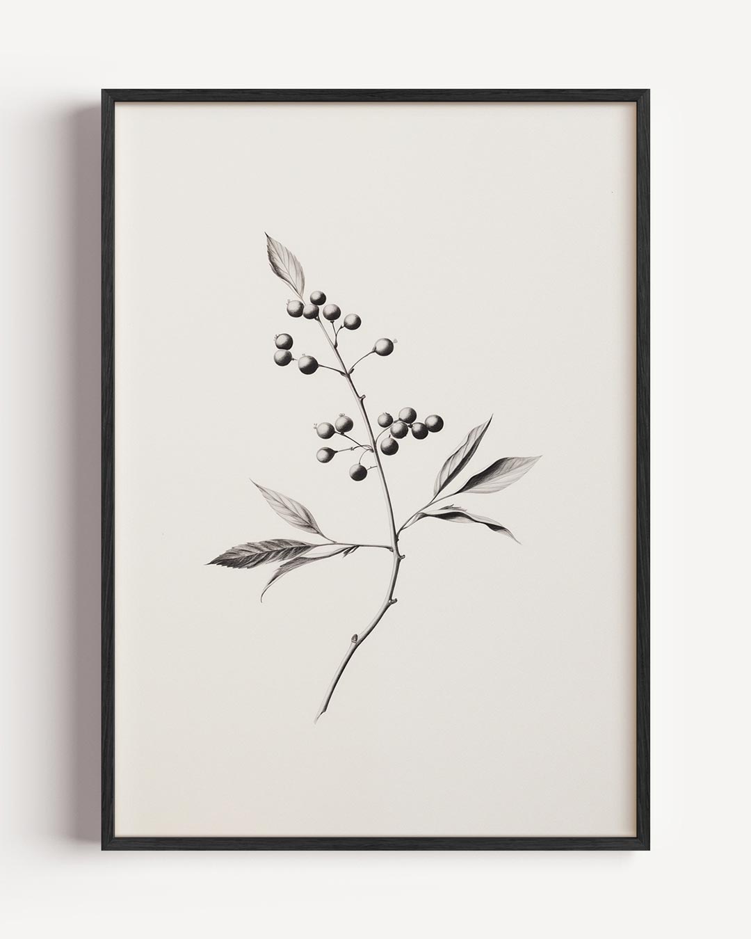 Minimalistische tak met bessen – kerst portret poster als wanddecoratie