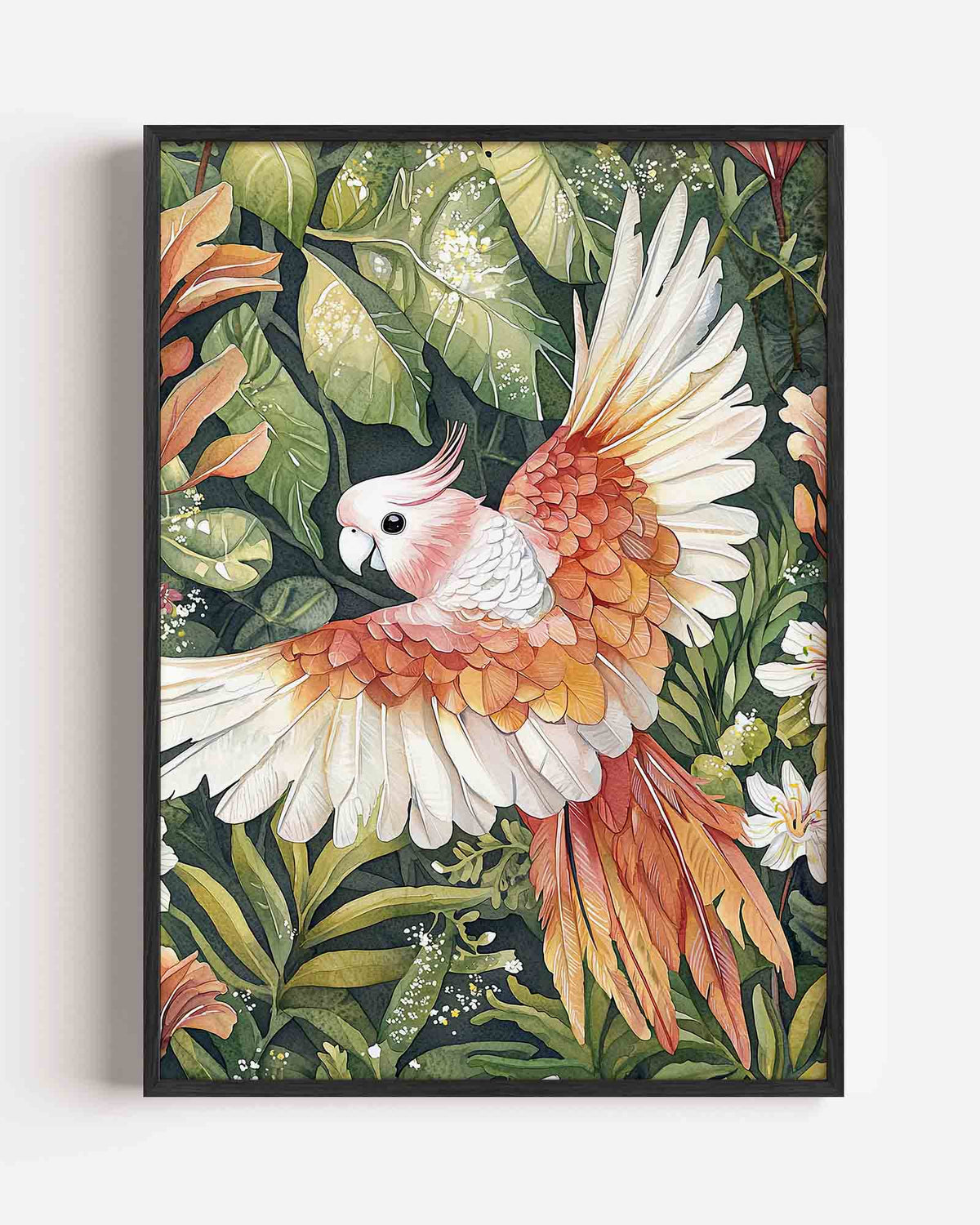 Papegaai en bladeren – dieren portret poster als wanddecoratie