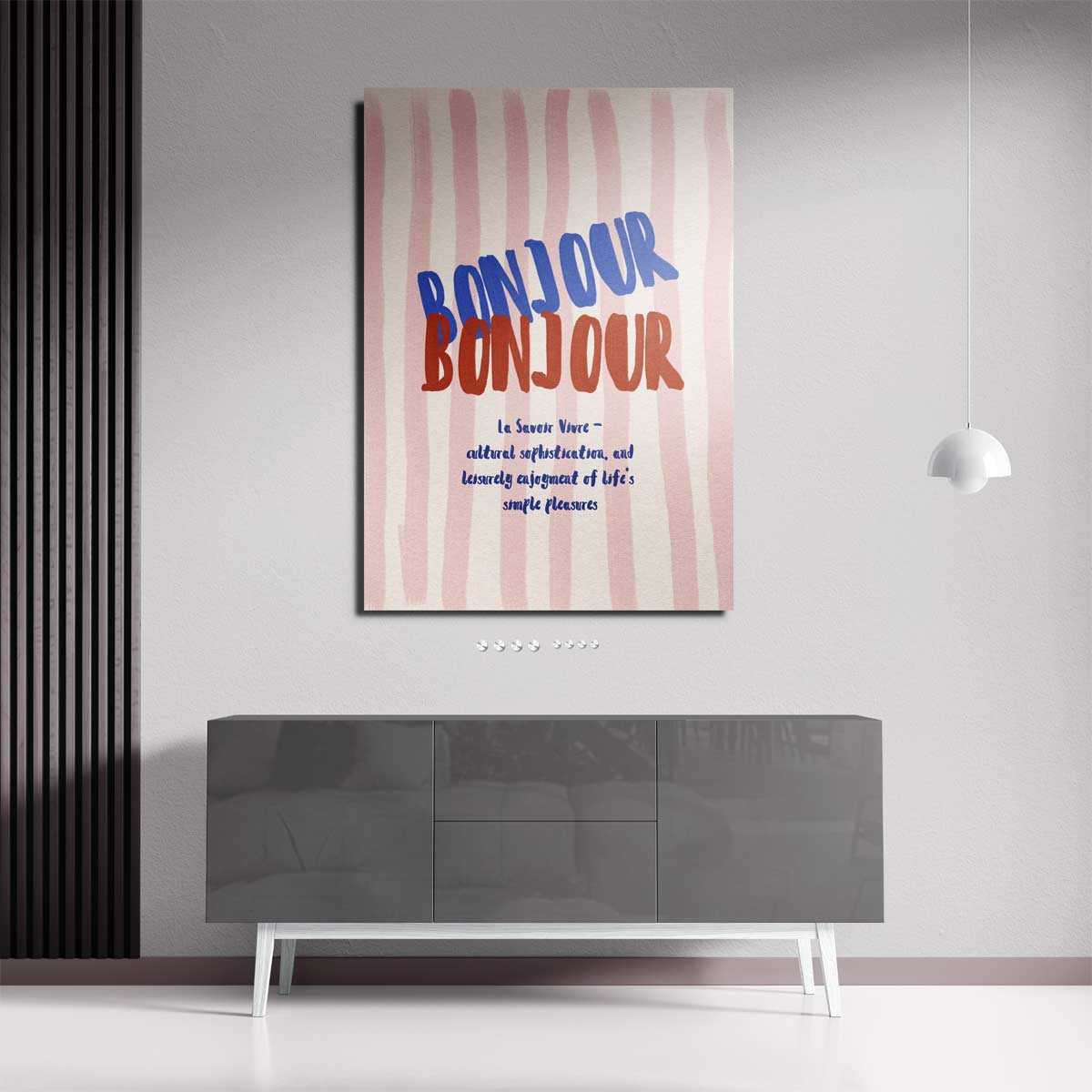 Bonjour Bonheur – dibond wanddecoratie in staand formaat