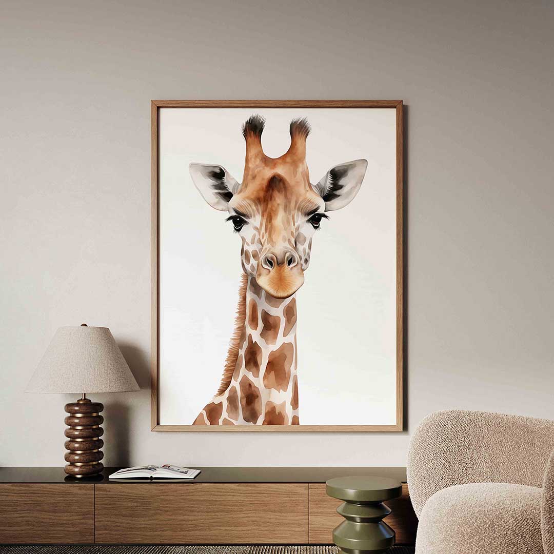 Giraffe portret – tropische jungle poster in staand formaat