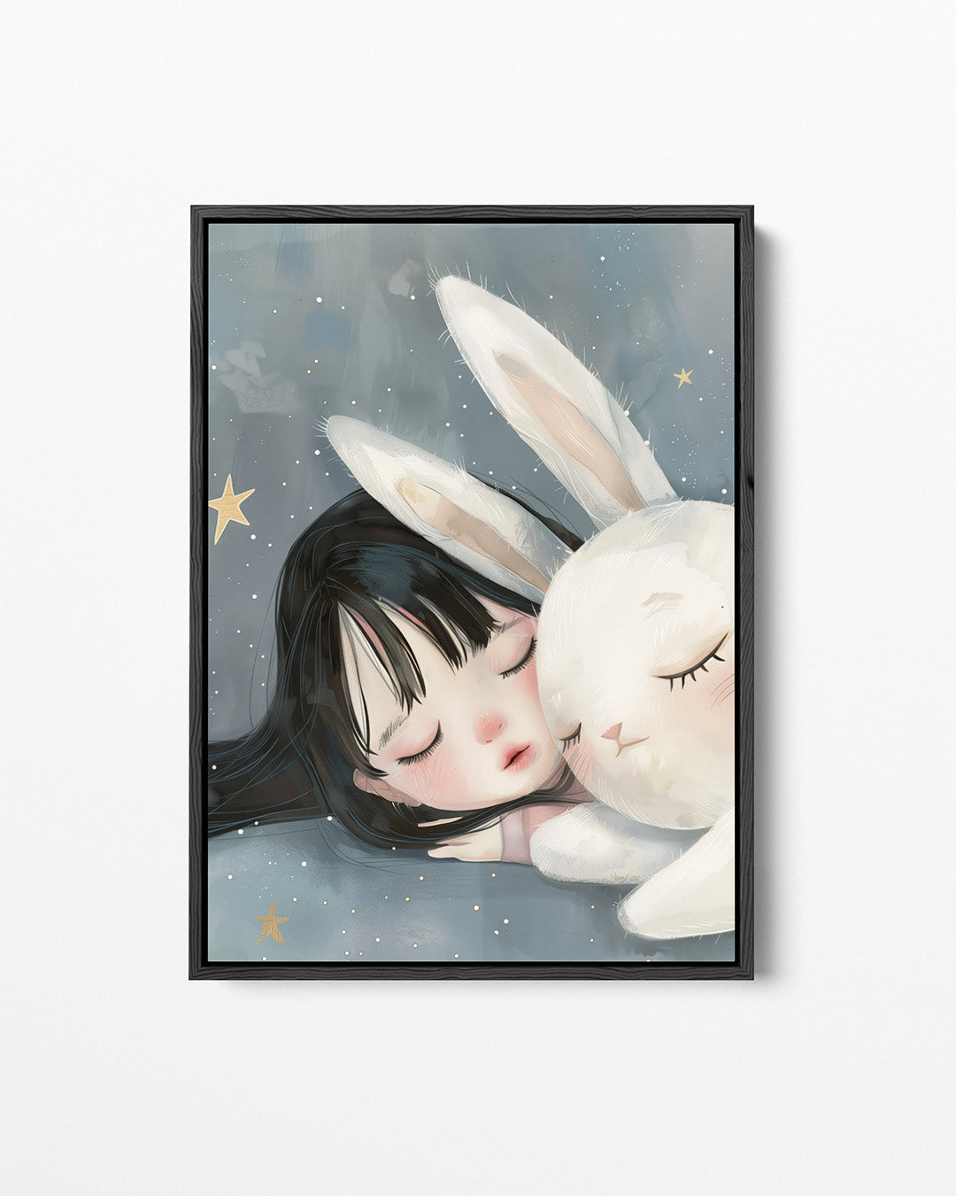 Dromerig kind en konijn – staand wanddecoratie kunstwerk