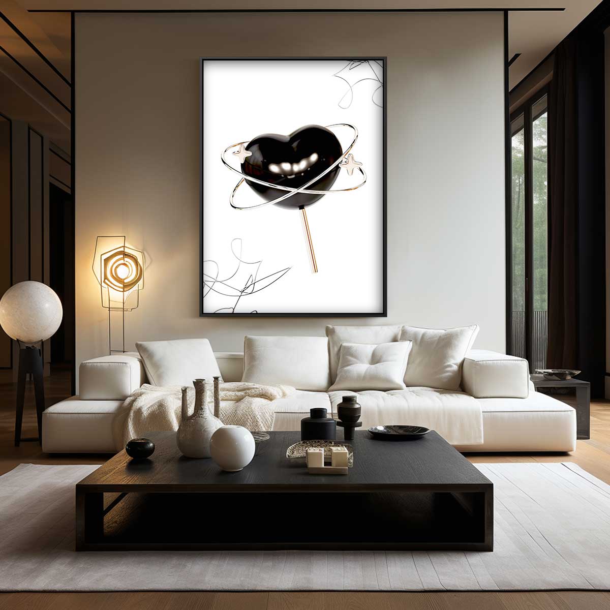 Ruimtelijk Hart Lollyart – plexiglas wanddecoratie in portret formaat