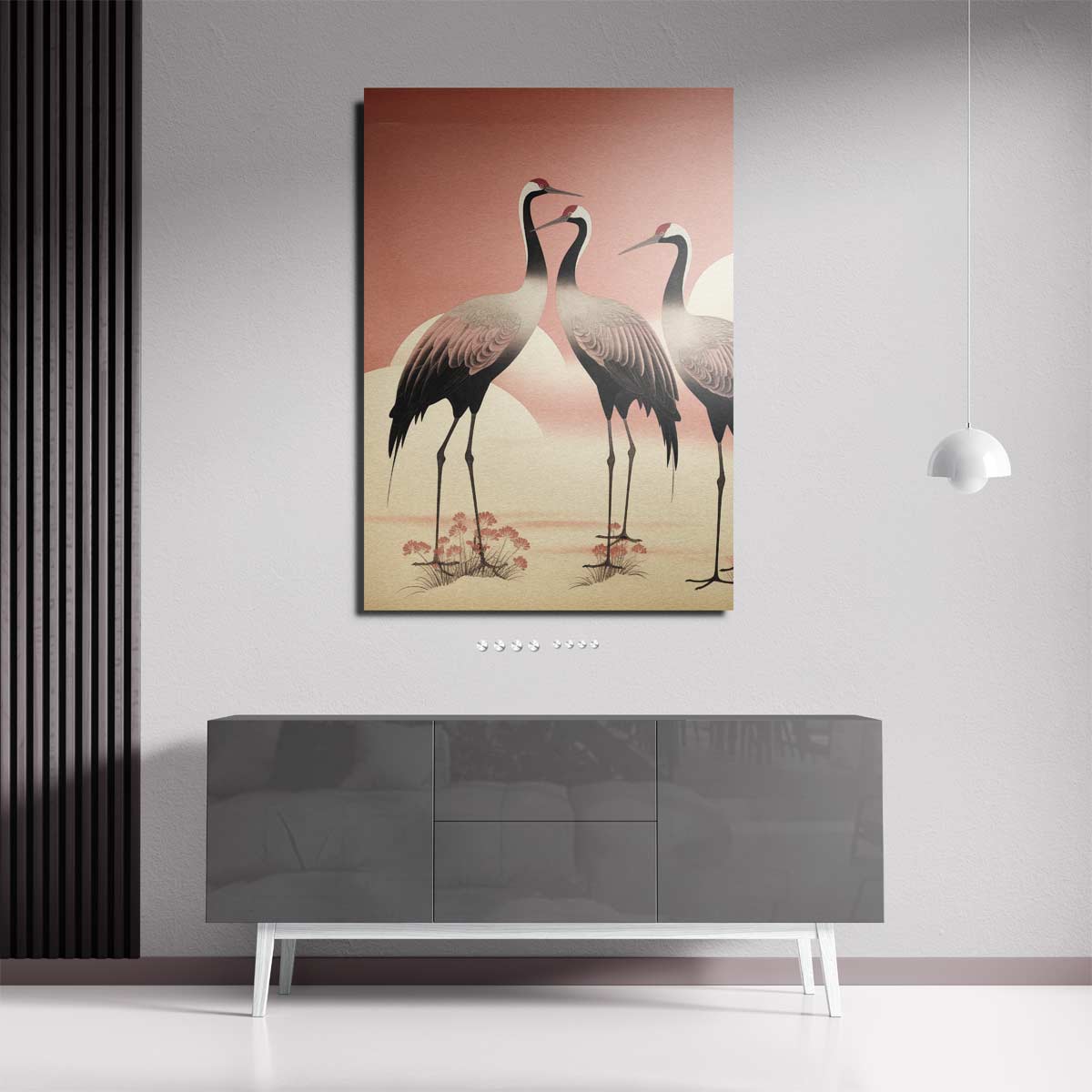Dans van Kraanvogels – staande wandkunst voor woonkamer of interieur