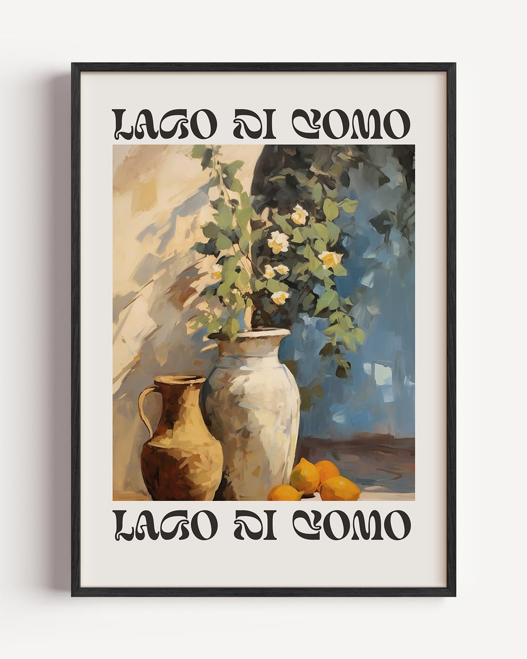 Vintage Italiaanse Bloemenvaas – typografie portret poster als wanddecoratie