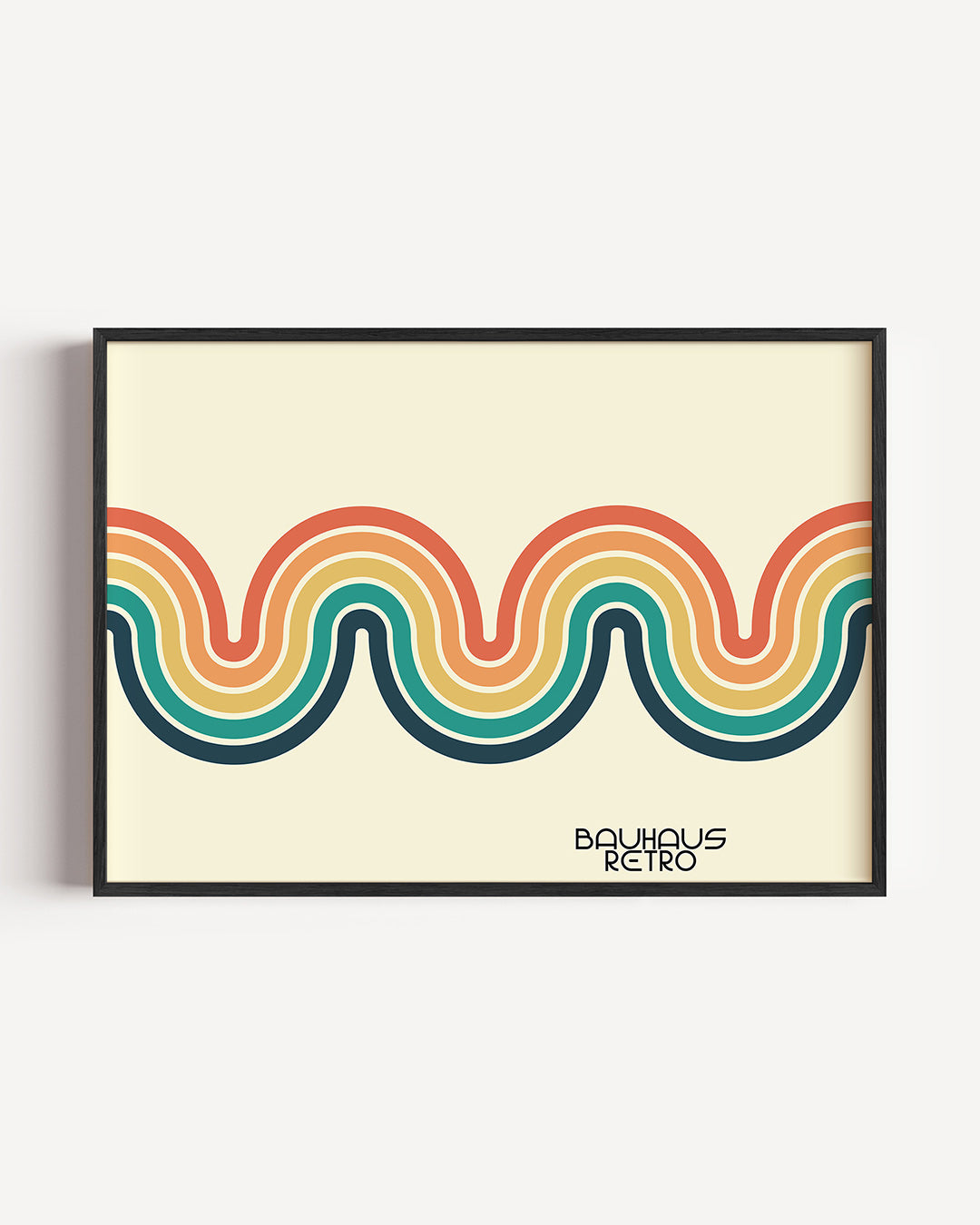 Golvend lijnenspel – liggende Bauhaus poster als wanddecoratie