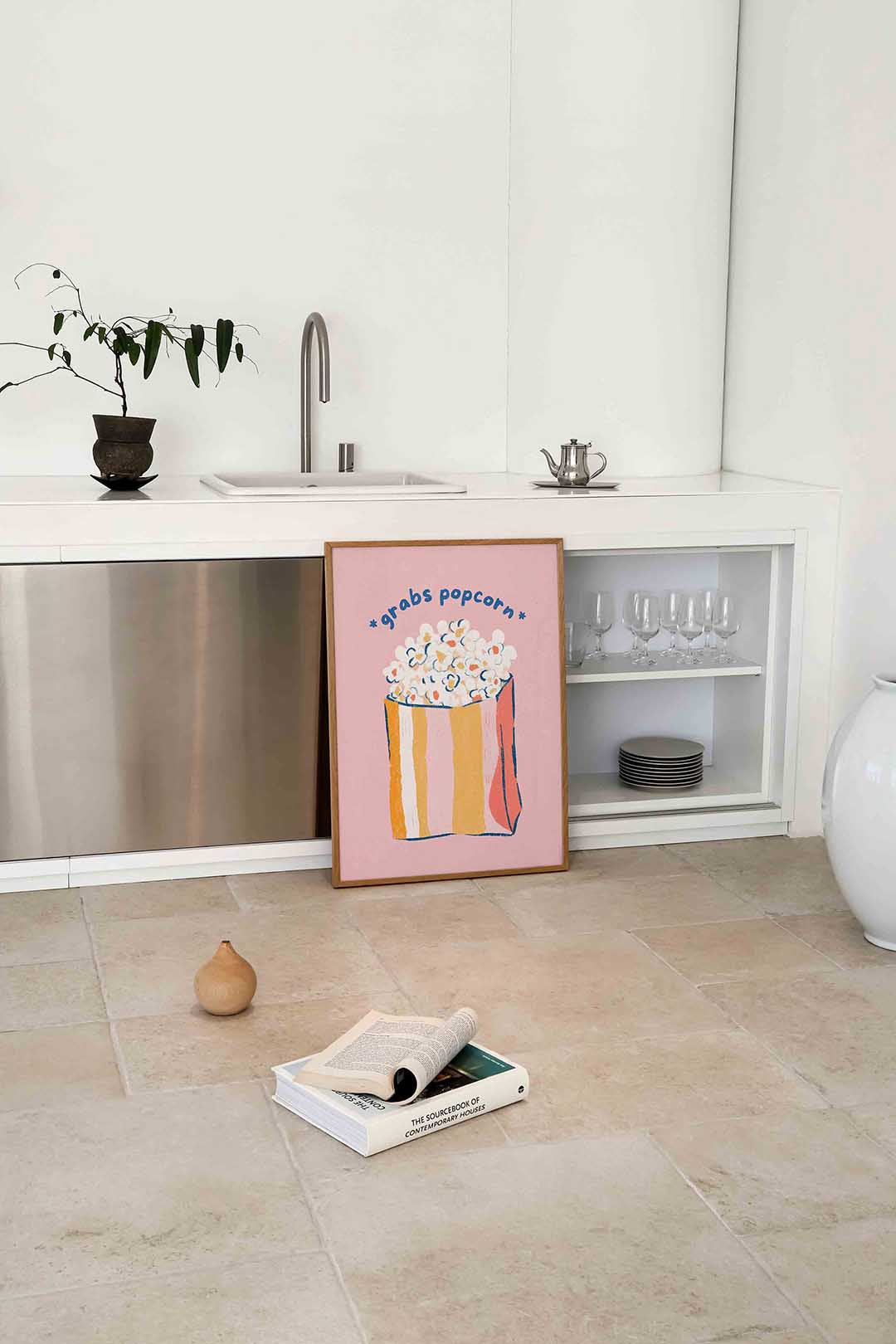 Popcorn illustratie – culinaire wandkunst als portret poster