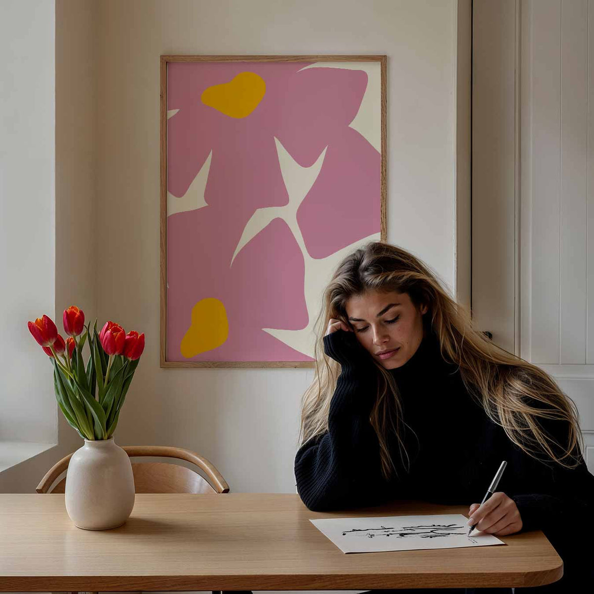 Bloemige Vleugjes – bloemen poster als moderne staande wanddecoratie