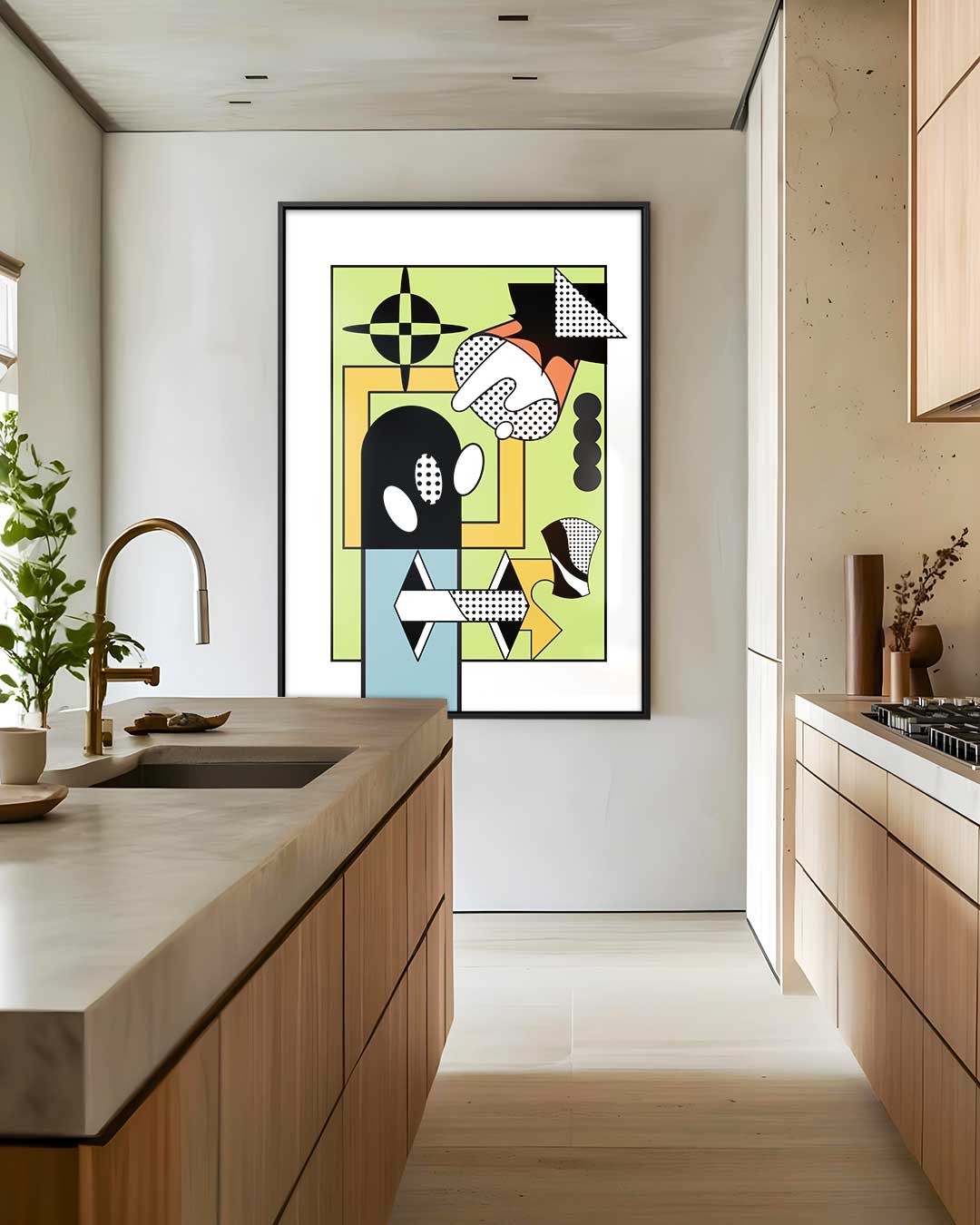 Abstracte Geometrische Compositie – dibond wanddecoratie in staand formaat
