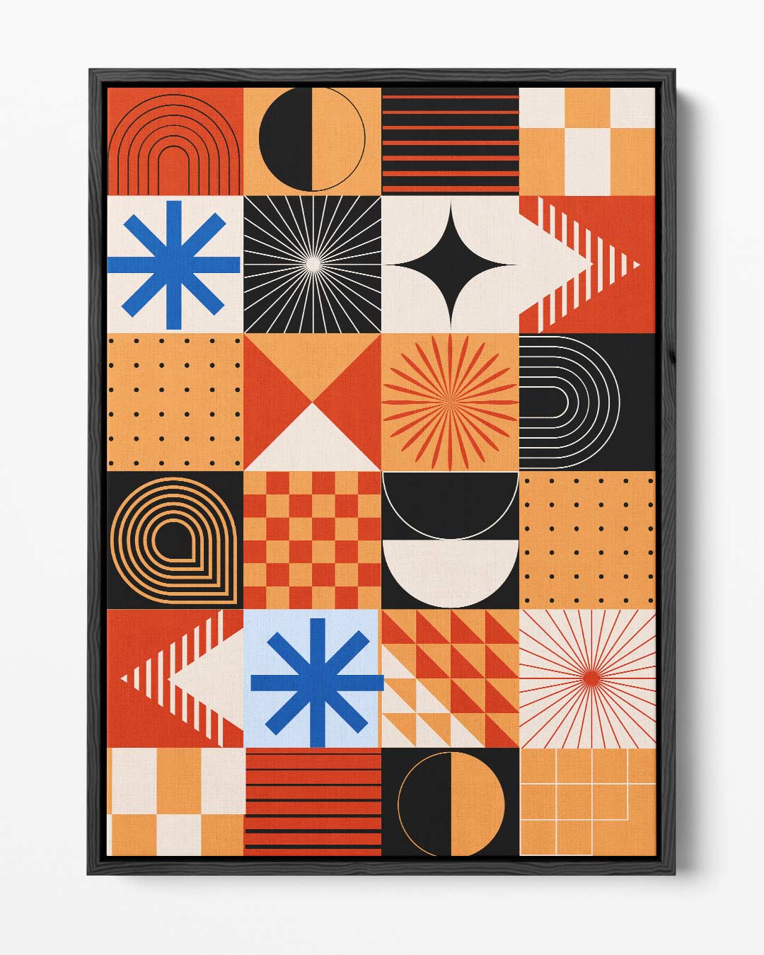 Retro Geometrisch Kunstwerk – portret kunstwerk als wanddecoratie