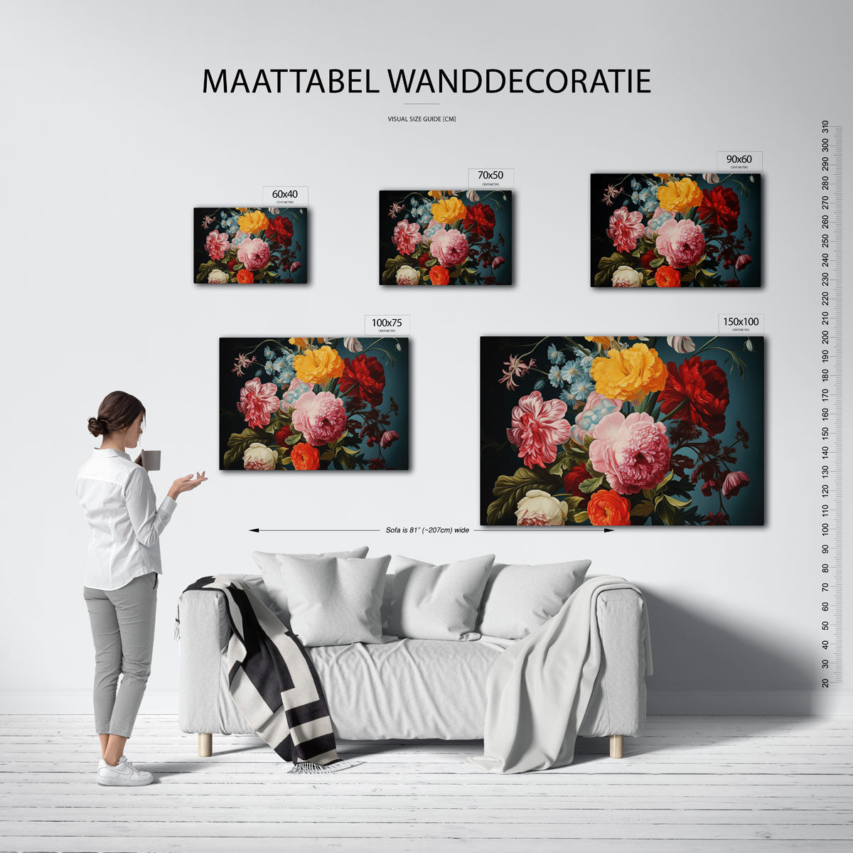 Bloemrijke compositie – Bloemen kunstwerk – kunstwerk op canvas, dibond of plexiglas