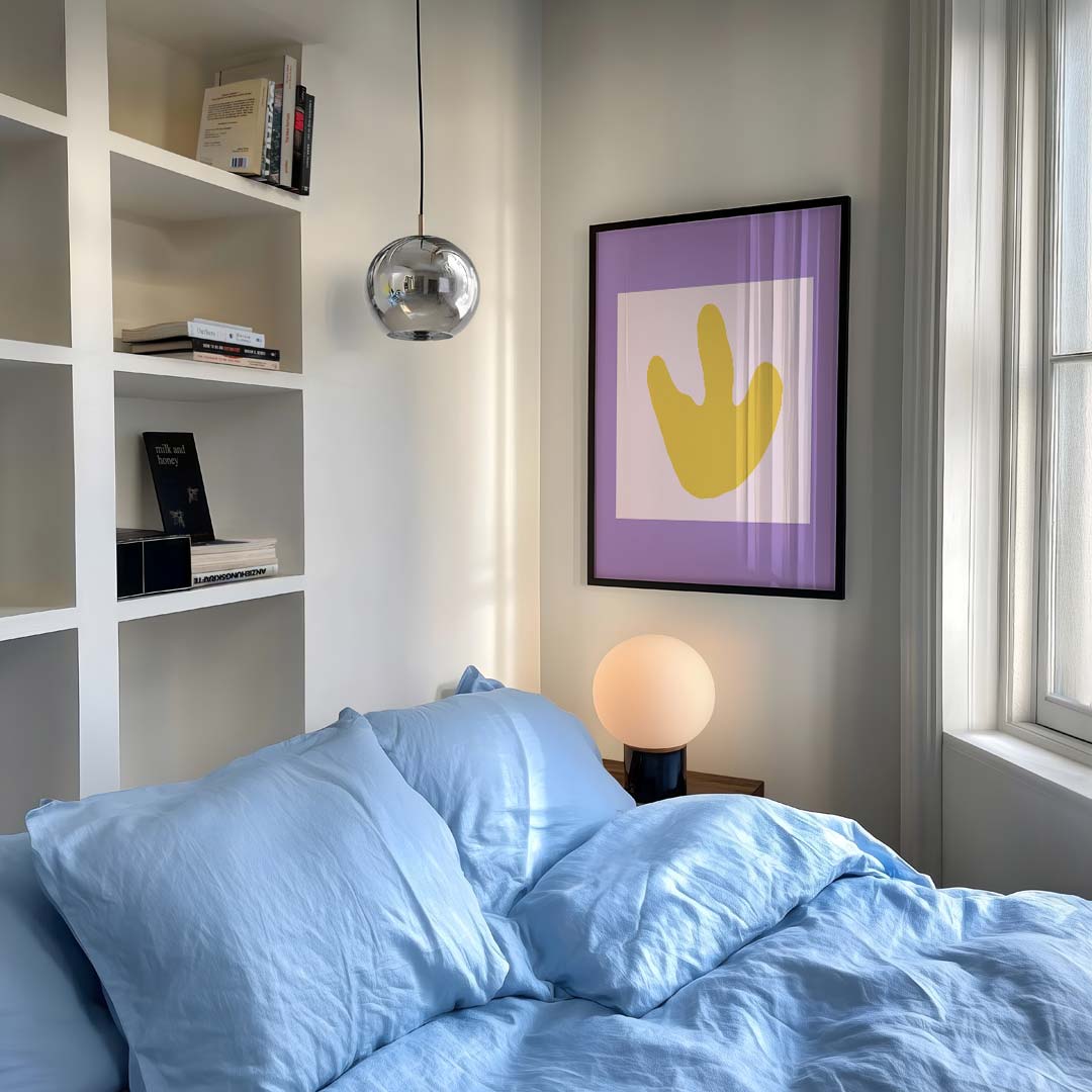 Vrolijke Gele Abstracte Kunstposter – staande kleurrijke abstracte wanddecoratie van WallArtistic