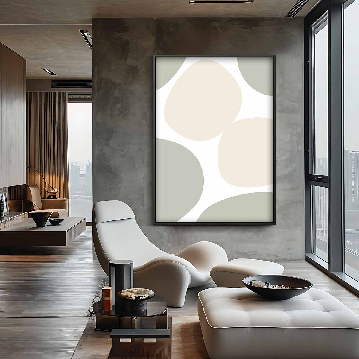 Organische Vormen Wanddecoratie – canvas wanddecoratie in portret formaat